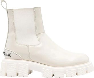 Love Moschino Logo-lettering Ankle Boots - female - Love Moschino - Chelsea Boots - White - 8 UK - Shoes