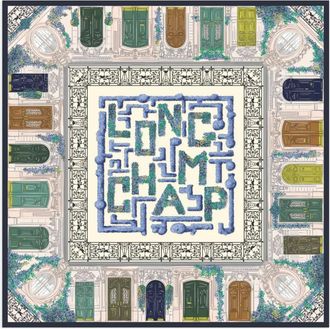 Longchamp Jardin Parisien silk scarf - women - Silk - One Size - Blue