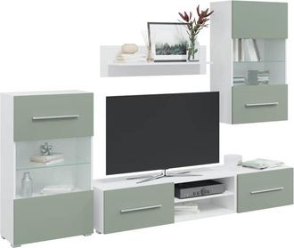 vidaXL Vidaxl - Muebles Para Tv 5 Piezas Con Iluminaci&oacute;n Led Verde Oliva