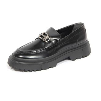 Hogan Loafers, female, Black, Size: 7 1/2 US H629 Mocassino Catena Piccola