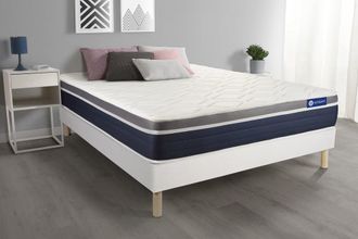 Actisom Somier blanco + colch&oacute;n con espuma viscoel&aacute;stica 120 x 195