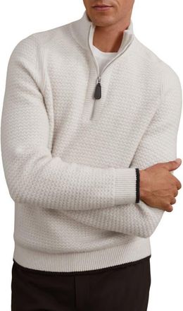Reiss Stockdale Chevron Quarter-Zip Sweater in Winter White at Nordstrom, Size Xx-Large