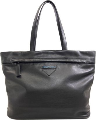 Prada Black Leather Tote Bag (Pre-Owned)