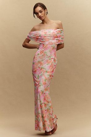 AFRM McCall Off-the-Shoulder Stretch Mesh Maxi Dress