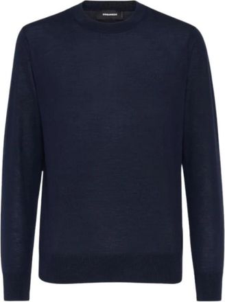Dsquared2 Rondgebreide kleding - Heren - Ronde hals truien - Blauw - M - Wol - Truien & Vesten