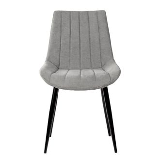 Koketto Home Silla de comedor acolchada gris claro con patas negras