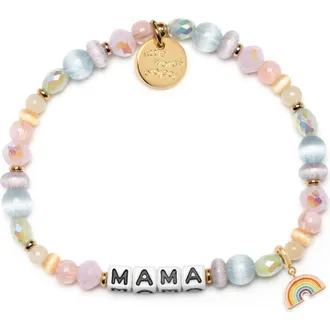 Little Words Project Mama Beaded Stretch Bracelet in White at Nordstrom, Size Small