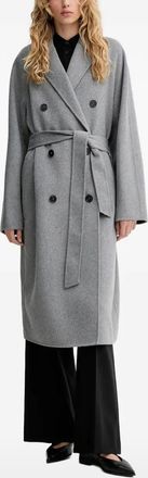 Marc O'Polo Jas met ceintuur en dubbele rij knopen - Grijs