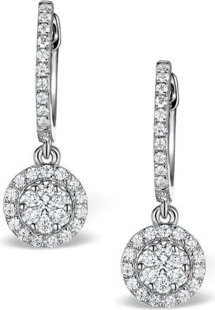 The Diamond Store Halo Diamond Drop Earrings - Florence - 0.46ct - in 18K White Gold