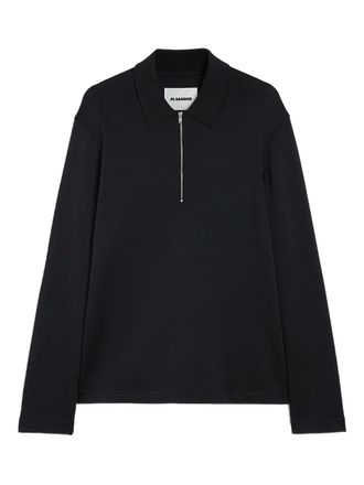 Jil Sander Polo a maniche lunghe con zip - Nero