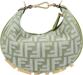 Fendi Womens Mini Hobo Bag Green Cotton Handbags Hand