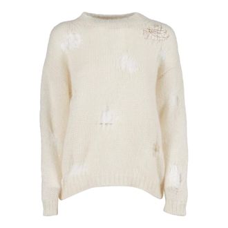 Fabiana Filippi Round-neck Knitwear, female, White, Size: XS Maglia Girocollo in Mohair