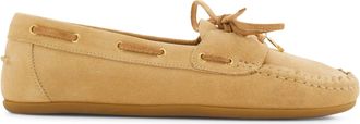 Ferragamo Moccasin-Style Suede Flats with Bow Detail