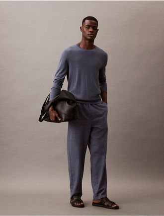 Calvin Klein Mens Linen Cotton Pull-On Pants - Blue - XS