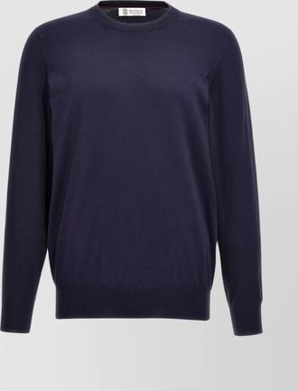 Brunello Cucinelli crew neck cotton sweater with ribbed cuffs