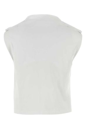 ARMARIUM Womens White Stretch Cotton Glenda Top Exterior: Elastane Maglie