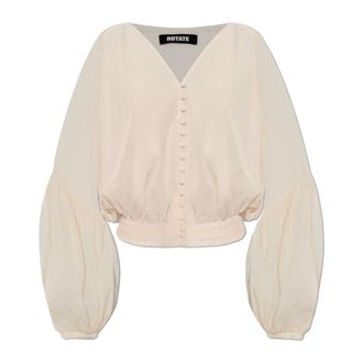 Rotate ROTATE Birger Christensen, Blouses, female, Beige, Size: XS V-neck Top