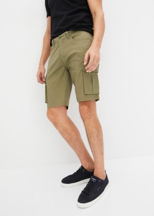 Bonprix Cargobermudas BONPRIX, Herren, Gr. 46, N-Gr, oliv, Web, Obermaterial: 97% Baumwolle, 3% Elasthan, regular fit, Hosen Cargobermudas, leichte Qualit&auml;t, 