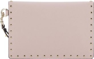 Valentino Garavani Womens Clutch Bag Pink Leather Calf