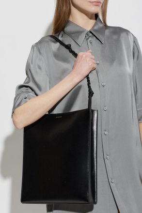 Jil Sander Leather Shopper Bag, Womens, Black