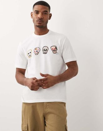 Paul Smith T-shirt casual bianca con stampa di teschio-Bianco