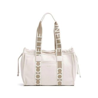 Coccinelle 2Day Signature Handtas - Dames - Shoppers - Wit - ONE Size - Katoen - Tassen