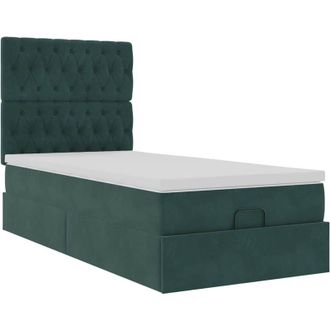 vidaXL Estructura Cama Otomana Colchones Verde Oscuro 90x190cm Vidaxl
