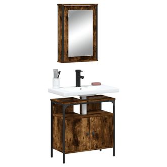 vidaXL Vidaxl - Set De Muebles Ba&ntilde;o 2 Pzas Madera Contrachapada Roble Ahumado