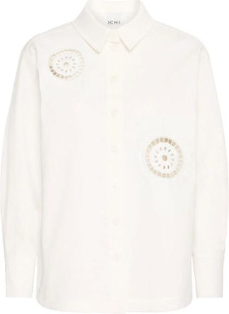 Ichi Ichi, Overhemden, Dames, Wit, M, Wol, Wolkendanser Geborduurde Overhemd