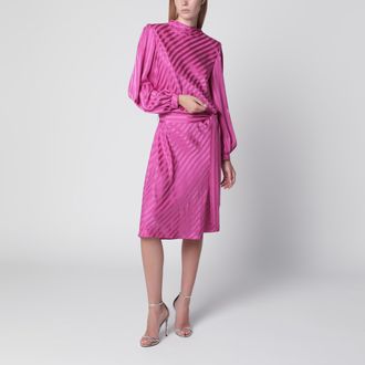 Valentino Abito midi in jacquard di seta fucsia