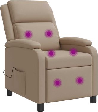 vidaXL Silla De Masajes Reclinable Capuchino Cuero Sint&eacute;tico Vidaxl