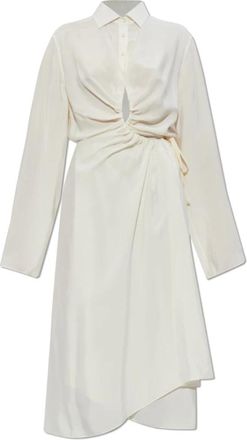 Maison Margiela Gedrapeerde Overhemdjurk - Dames - Shirt Kleedjes - Beige - S - Kleedjes