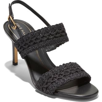 Cole Haan Harlan Woven Double Band Slingback Sandal in Black Woven Fabric /Leather at Nordstrom, Size 9.5