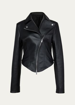Alaia Soft Lamb Leather Fitted Biker Jacket