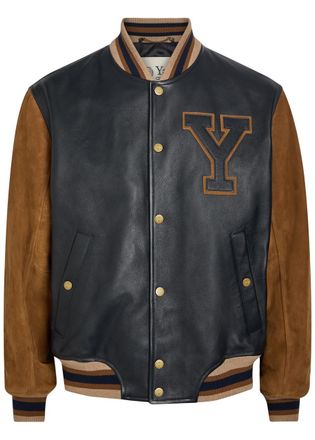 GANT Yale Quilted Leather Varsity Jacket - Navy - M