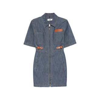 Fendi Zip-up Logo-patch Mini Dress