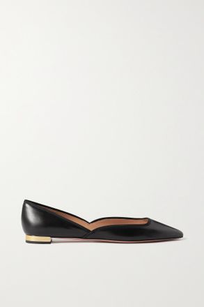 Aquazzura Ballerine In Pelle Con Finiture In Gros-grain Maia - Nero