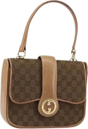 Gucci Pre-owned Handbags, female, Brown, Size: ONE SIZE Pre-owned Canvas Handbag