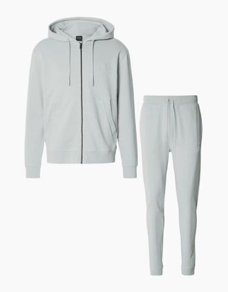 HUGO BOSS Mens Zetalky Zip Up Hooded Pastel Grey Tracksuit - Size: XXL