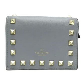 Valentino Tweedehands leren portemonnees - Dames - Pre-owned - Grijs - Maat: ONE Size Leer