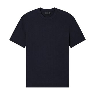 Emporio Armani Jersey T-shirt met intarsia logo - Heren - T-shirts - Blauw - S - Katoen - Tops