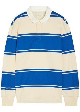 GANT Striped Cotton Rugby Shirt - Blue - XL