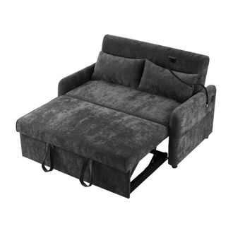 STILVORA Sof&aacute; Convertible 2 Plazas En Chenilla Con Respaldo Ajustable, Usb, Soporte Para Tel&eacute;fono Y 2 Cojines, Gris