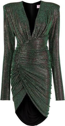 Alexandre Vauthier crystal-embellished wrap dress - women - Viscose/Spandex/Elastane/glass - 34 - Green