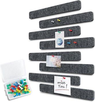 OEM Tablero De Anuncios Autoadhesivo De Fieltro Con Chinchetas, Juego De 8 Tableros De Anuncios, Tiras, Tablero De Anuncios, Negro, Blanco, Gris