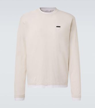 Prada Layered cotton jersey T-shirt