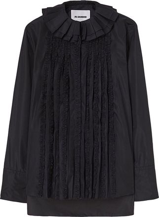 Jil Sander ruff-collar long-sleeve blouse - women - Polyester - 42 - Black