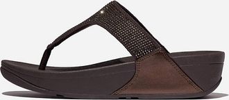 FitFlop Womens Lulu Crystal Toe-Post Sandals In Metallic Chocolate Brown