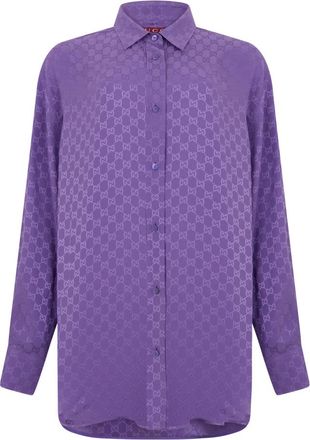 Gucci Shirts, female, Purple, Size: XS Silk Monogram Shirt
