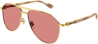 Gucci Mens Gold Tone Aviator Sunglasses GG1220S 003